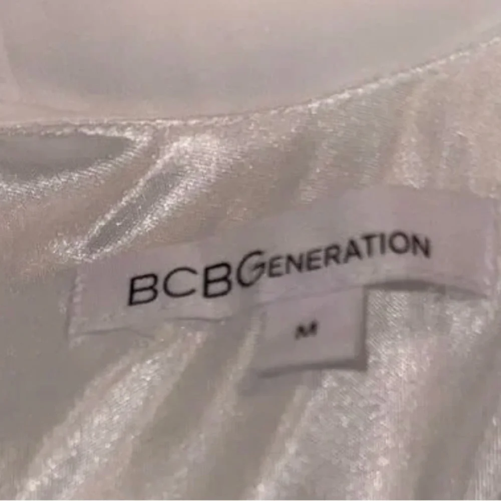 BCBGeneration White Ruffle Mini Dress with Spaghetti Straps - Picture 2 of 5